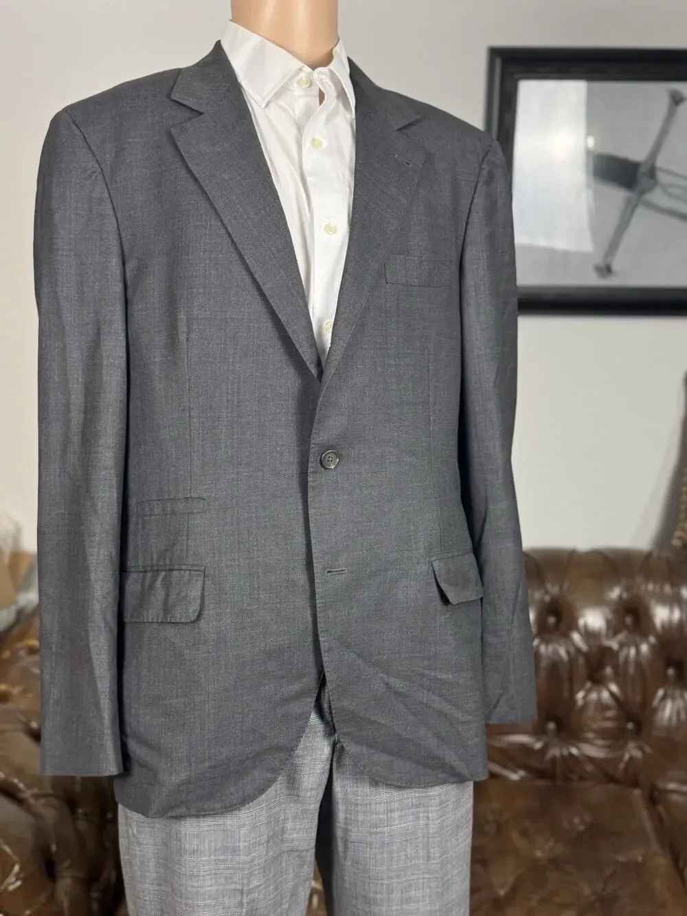 Brunello Cucinelli Charcoal Wool Sportcoat Jacket 54 IT 44 US Men’s Unstructured